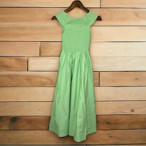 NWOT Free People Smocked MIDI Dress In Mint Green - Picture 6 of 11